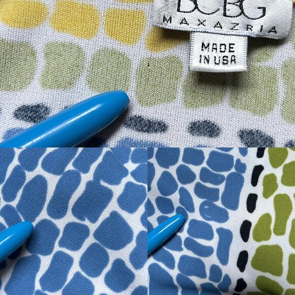 90s Y2K Vintage BCBG Lemon Mosaic Top Novelty Print Short Cap Sleeve Buttonup. - Picture 7 of 7